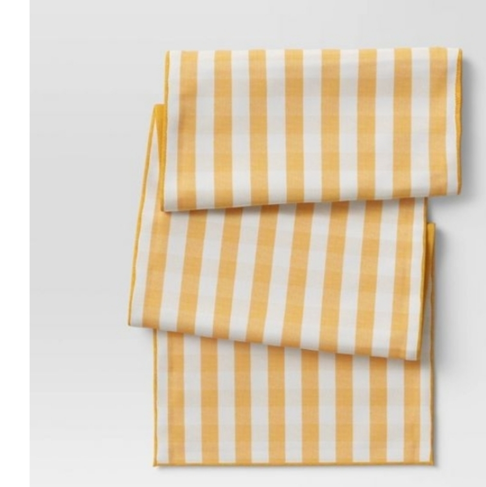 Cotton Gingham Check Table Runner Yellow
